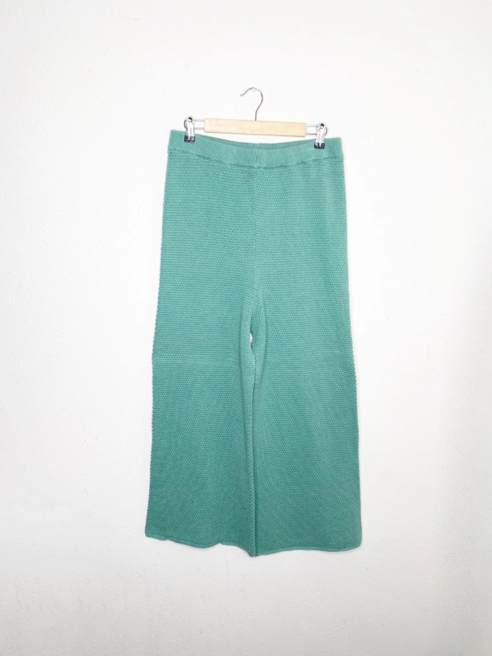 Free People Beach Large High Rise Knit Pull-On Cropped Pants Wide Leg